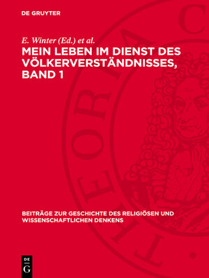 cover image of Mein Leben im Dienst des Völkerverständnisses, Band 1